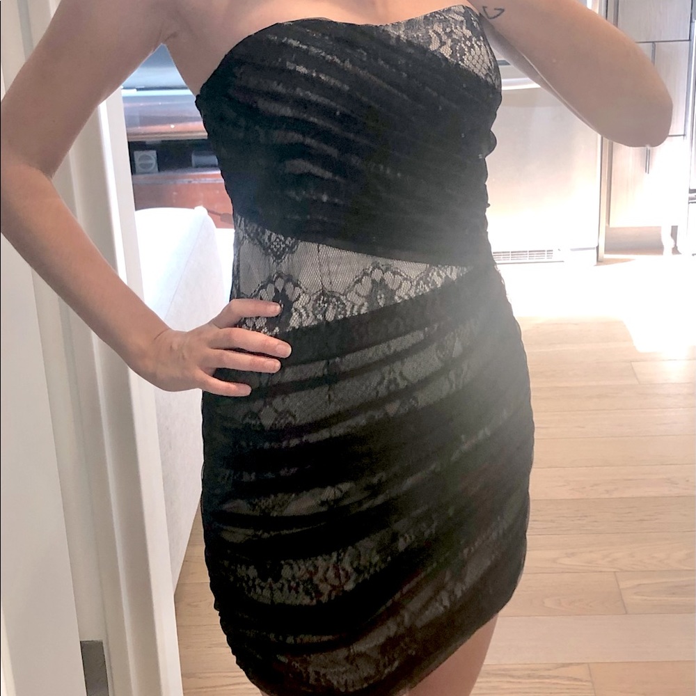 AX Black Mesh Strapless Dress